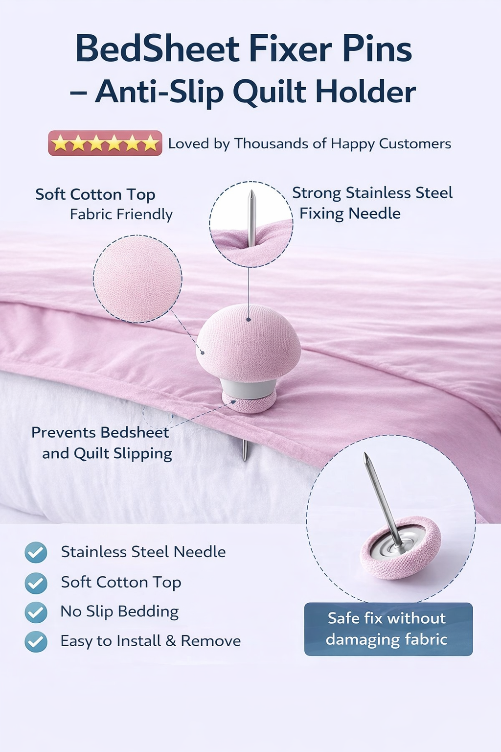 BedSheet Fixer Pins – Anti-Slip Quilt Holder pis